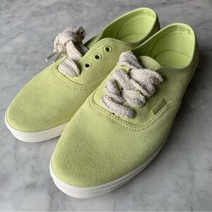 Vans Authentic Low Pro Fat Lace Suede Sneakers Green Lime Womens 7/mens 5.5